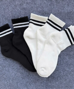 Set 5 Đôi T25 Viền Đen Cổ Trung Mix Màu